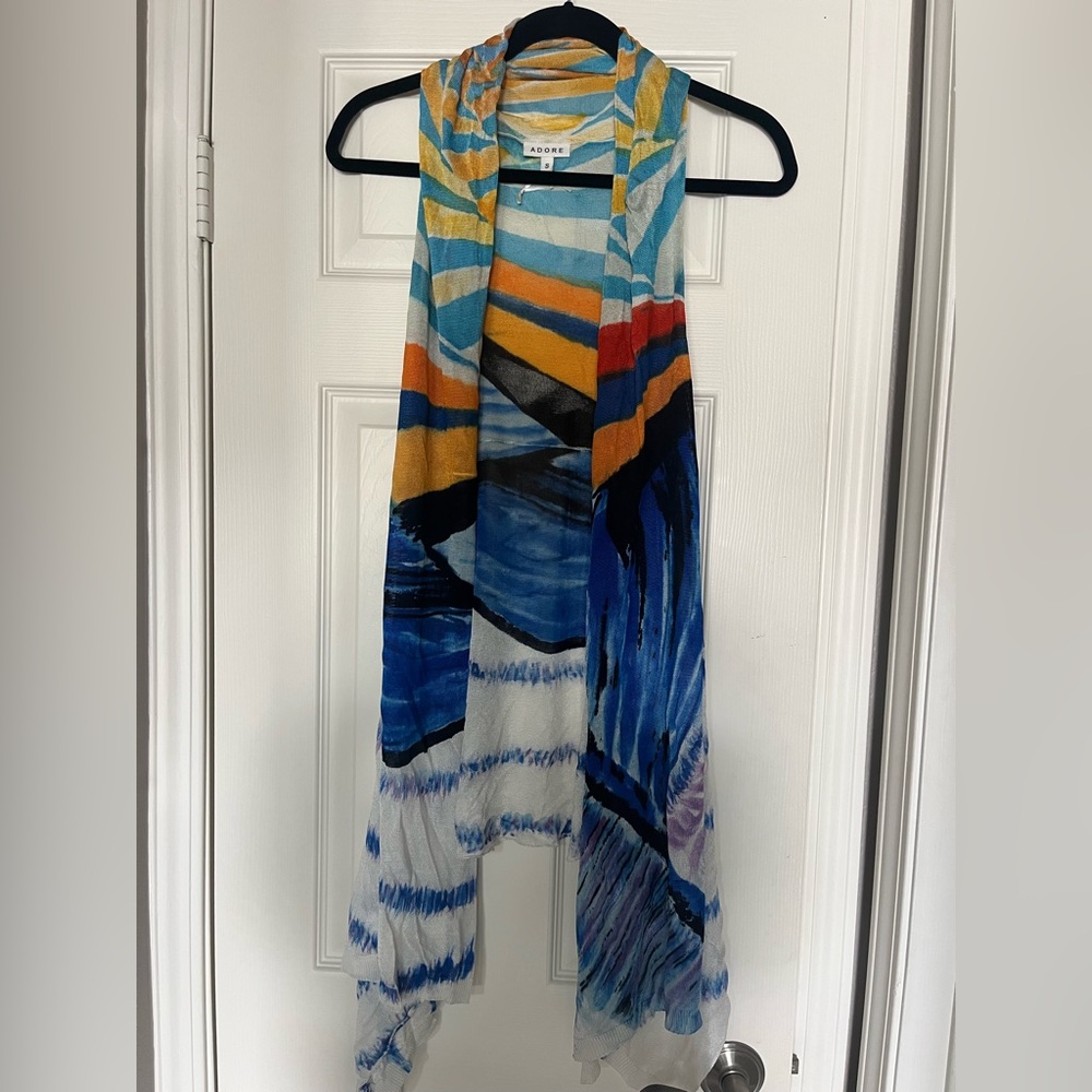 Adore Blue and Orange Abstract Cardigan